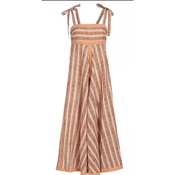Hannah Artwear Serena Striped Midi Dress •Women 1 /S• Linen Blush Chevron Maxi - Picture 4 of 14